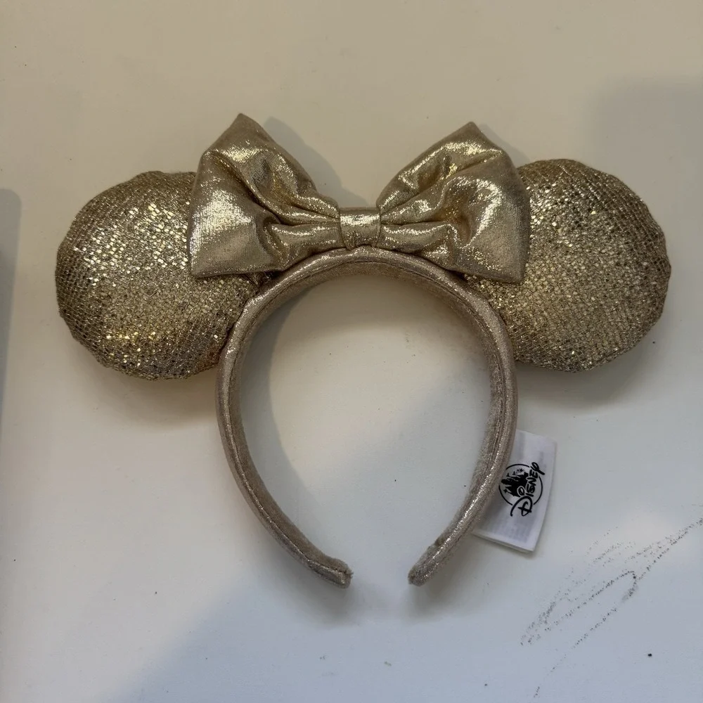 Disney Parks Gold Champagne Sparkle Minnie Mouse Ears Headband